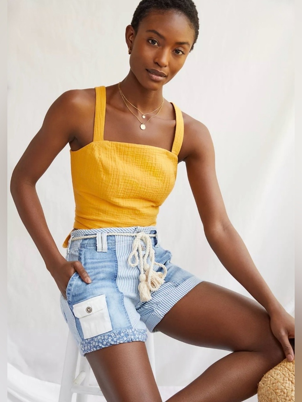 Anthropologie x Anthropologie Smocked Tie-Back Tank